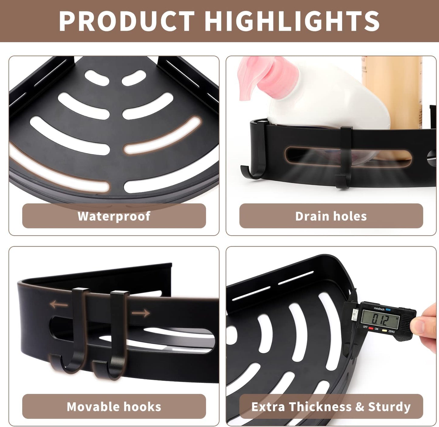 IDEA CASA Shower Caddy Corner Shelf Bathroom Organizers